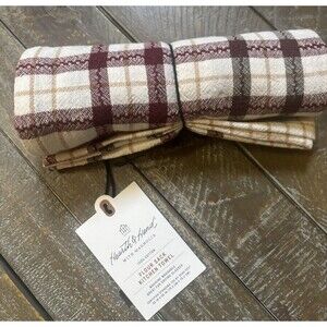 Hearth & Hand Magnolia Flour Sack Kitchen Towel Dishtowel Fall Burgundy Plaid